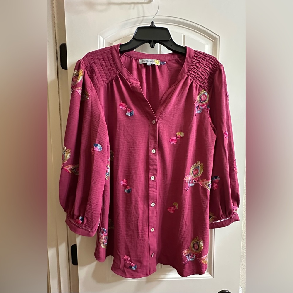 Women's Pink Embroidered Blouse
